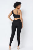 Mesh Strappy Adjustable Ruched Crop Top With Matching See Through Side Panel Leggings Naughty Smile Fashion