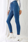 Mid Blue High-waisted With Rips Skinny Denim Jeans Naughty Smile Fashion