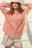 Mineral Washed Cotton Gauze Shirt Naughty Smile Fashion