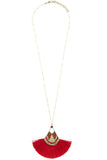 Mix jewel bead fringe tassel fan pendant long necklace Naughty Smile Fashion