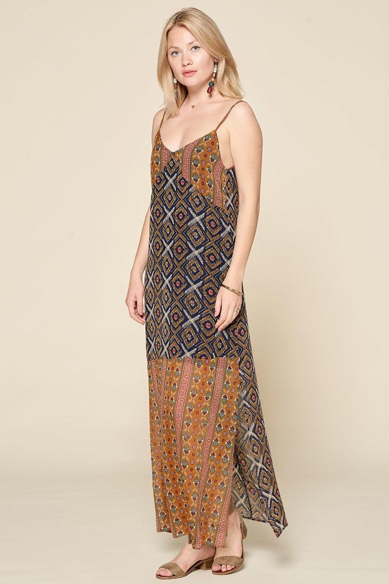 Mixed Printed Chiffon Maxi Slip Dress Naughty Smile Fashion