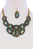 Multi Beaded Fashion Chunky Necklace And Earring Set Naughty Smile Fashion