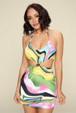 Multi Color Dress With Front Cut Out