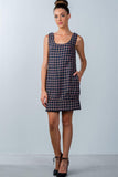 Multi Houndstooth Pattern Sleeveless Mini Dress Naughty Smile Fashion