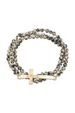 Multi Layer Bead Metal Cross Bracelet
