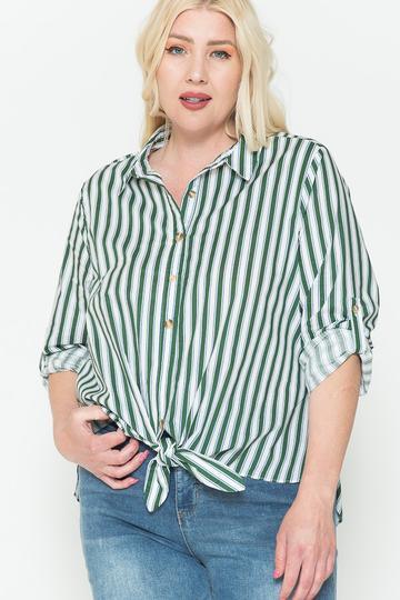 Multi Stripe Side Slit Cotton Shirt Naughty Smile Fashion