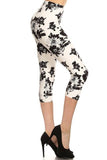 Multi-color Print, Cropped Capri Leggings In A Fitted Style With A Banded High Waist Naughty Smile Fashion