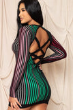 Multi-color Striped Ribbed Dress Naughty Smile Fashion