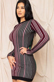 Multi-color Striped Ribbed Dress Naughty Smile Fashion