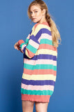 Multi-colored Striped Knit Sweater Dress Naughty Smile Fashion