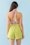 Multicolor Floral Print Sleeveless U-neck Self-tie Strap Bodysuit #Dresswomen #Shorts #Youtubeshorts Naughty Smile Fashion