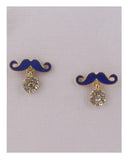 Mustache earrings w/rhinestones