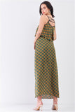 Mustard Multi Printed Sleeveless Criss-cross Back Side Slit Detail Maxi Dress Naughty Smile Fashion