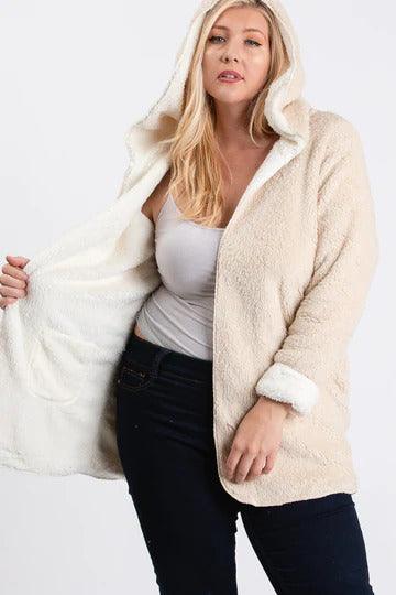 New Luxury Double Side Sherpa Hoodie Naughty Smile Fashion