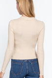 Notched Collar Zippered Sweater Naughty Smile Fashion