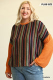 Novelty Knit And Solid Knit Mixed Loose Top Naughty Smile Fashion