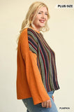 Novelty Knit And Solid Knit Mixed Loose Top Naughty Smile Fashion