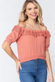 Off Shoulder Lace Detailed Top Naughty Smile Fashion