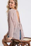 Open Back Detail Long Sleeve Top With Self Tie Naughty Smile Fashion