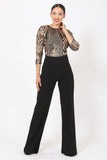 Open Back Gold Sequin Pattern Jumpsuit Naughty Smile Fashion