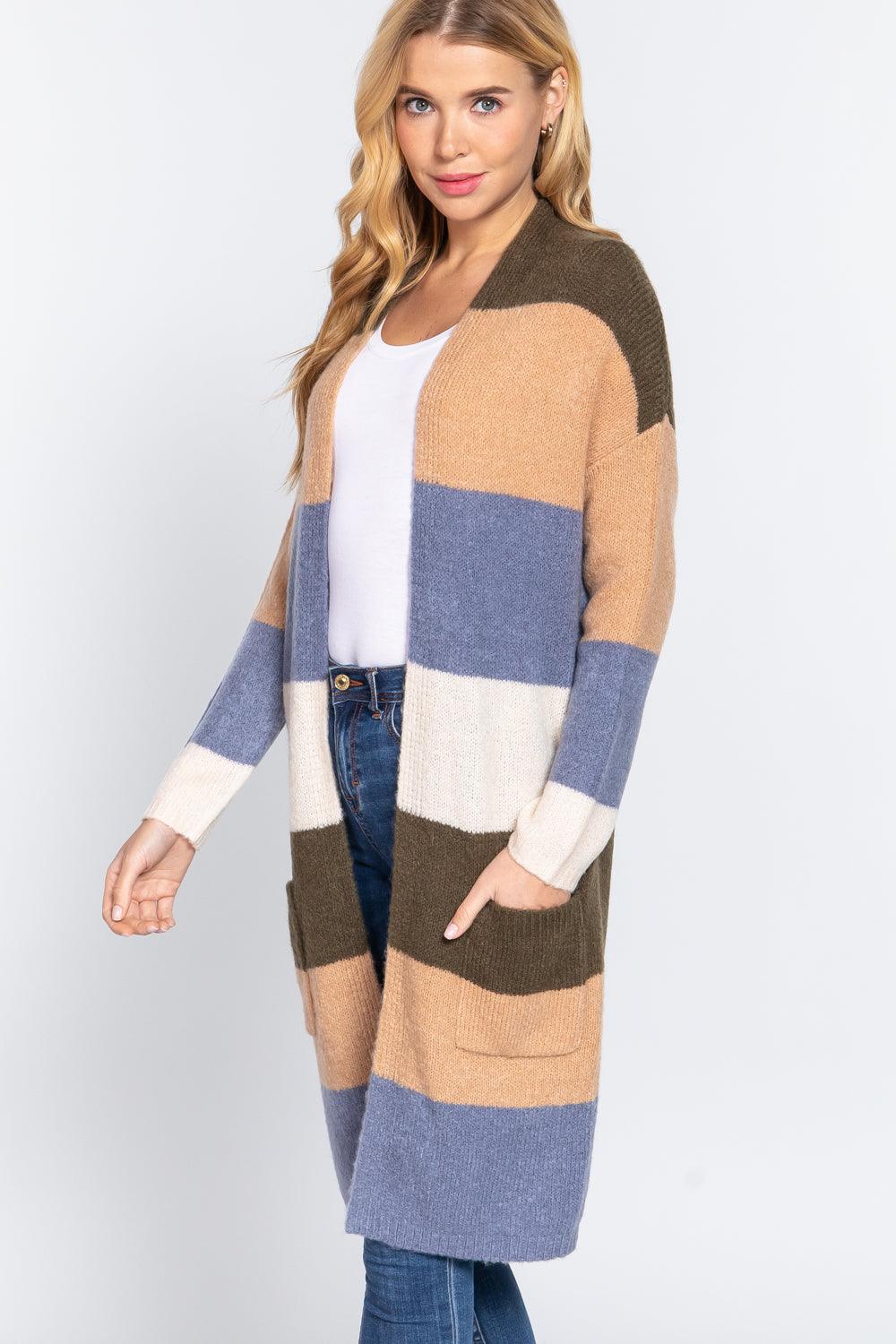 Buying Guide: Stylish and Healthy Dresses 2023 | Fashionably Fit | Open Front Color Block Cardigan