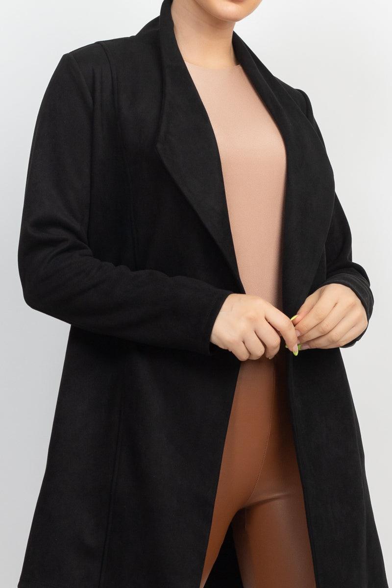 Open Front Suede Blazer Naughty Smile Fashion