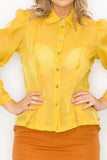 Organza Pleated Long Sleeve Blouse Naughty Smile Fashion