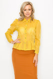 Organza Pleated Long Sleeve Blouse Naughty Smile Fashion