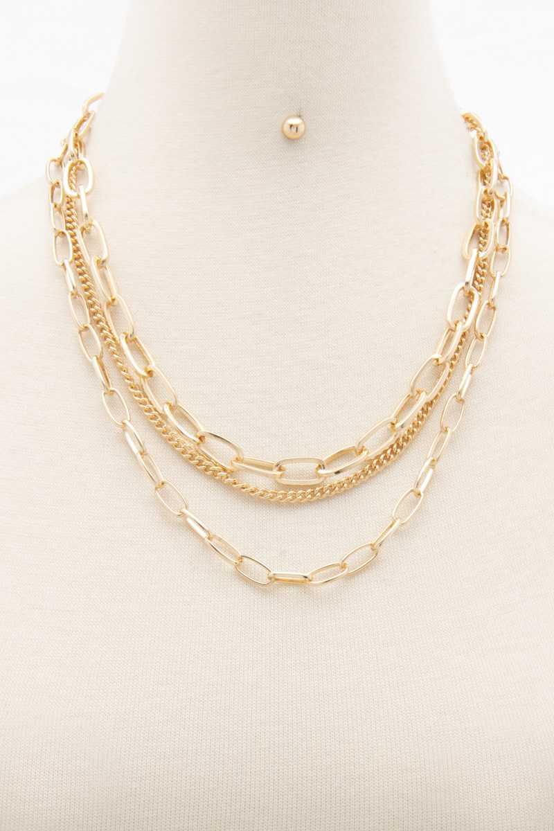 Oval Link Layered Necklace Naughty Smile Fashion