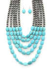 Oval Turquoise Layered Necklace Naughty Smile Fashion