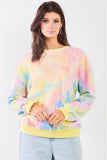 Pastel Multi Tie-dye Print Crew Neck Oversized Long Sleeve Sweatshirt Naughty Smile Fashion