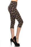 Paw Print, High Rise, Fitted Capri Leggings, With An Elastic Waistband Naughty Smile Fashion