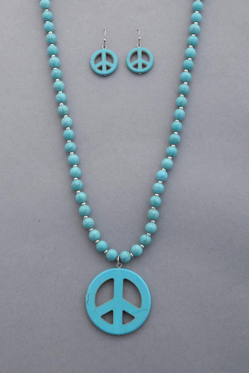 Peace Sign Pendant Beaded Necklace Naughty Smile Fashion