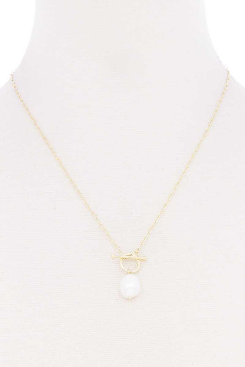 Pearl Toggle Clasp Necklace Naughty Smile Fashion