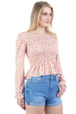 Peasant Sleeve Floral Smocked Top Naughty Smile Fashion
