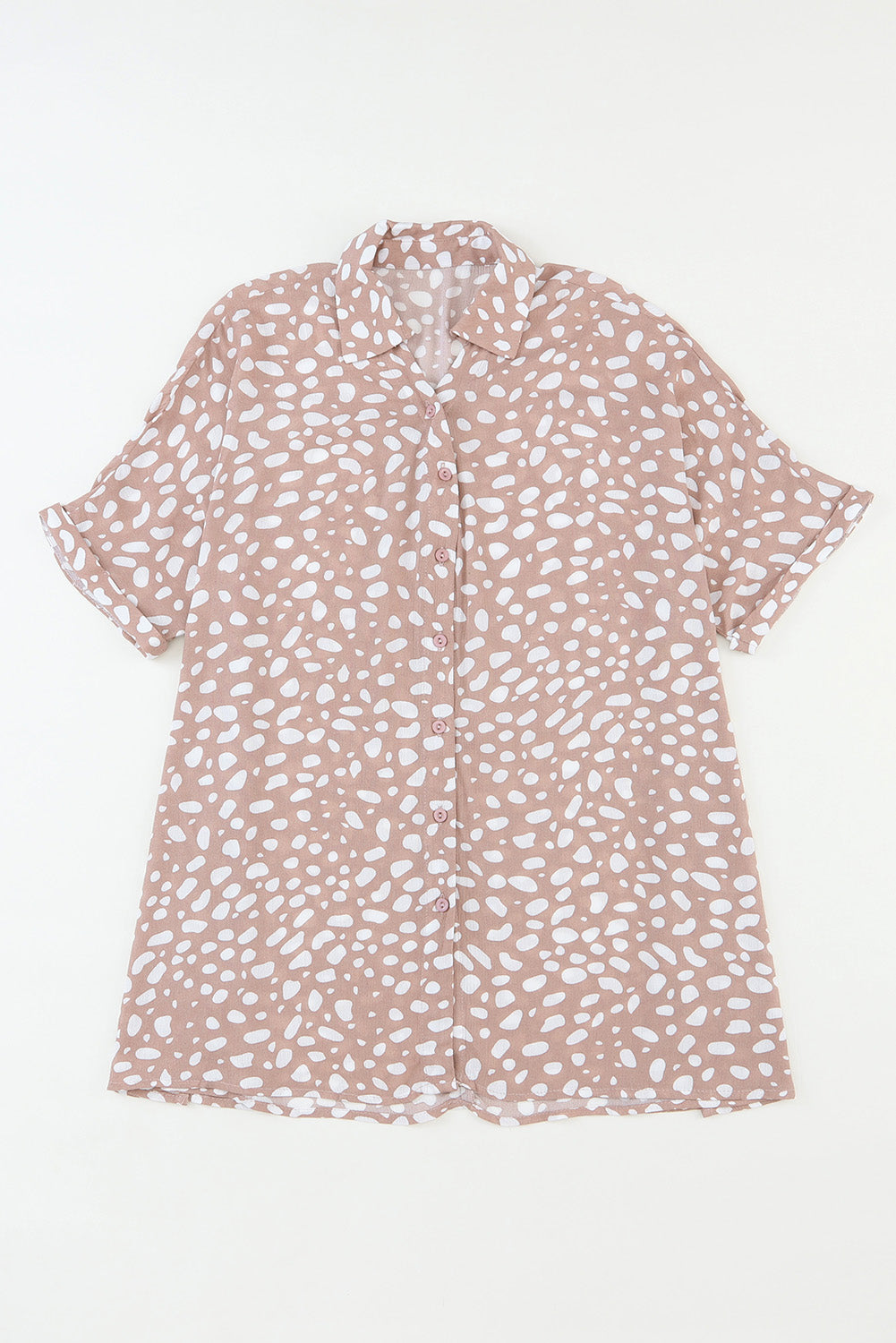 Pink Leopard Printed Short Sleeves Twist Shirt Naughty Smile Fashion