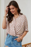 Pink Leopard Printed Short Sleeves Twist Shirt Naughty Smile Fashion