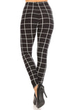 Plaid High Waisted Leggings With Elastic Waist And Skinny Fit