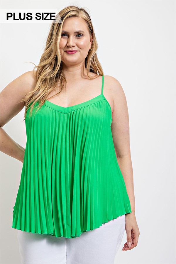 Pleated Tank Top With Adjustable Strap Naughty Smile Fashion