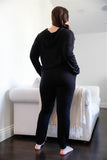 Plus Black Distressed Hooded Long Sleeve Top & Pants Set #Dresswomen #Shorts #Youtubeshorts