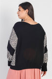 Plus Black Flannel Leopard Print Colorblock Dolman Sleeve Top #Dresswomen #Shorts #Youtubeshorts Naughty Smile Fashion