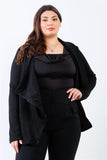 Plus Black Lurex Draped Collar Side Zip Up Lightweight Jacket #Dresswomen #Shorts #Youtubeshorts