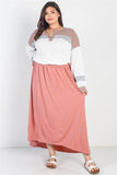 Plus Blush Smocked Waist Skirt