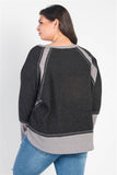 Plus Charcoal & Grey Colorblock Waffle Knit Long Sleeve Top #Dresswomen #Shorts #Youtubeshorts