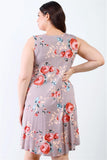 Plus Cocoa Flower Sleeveless Mini Dress #Dresswomen #Shorts #Youtubeshorts