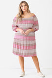 Plus Combo Printed Textured Ruffle Flare Hem Mini Dress Naughty Smile Fashion