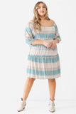 Plus Combo Printed Textured Ruffle Flare Hem Mini Dress Naughty Smile Fashion