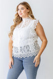Plus Cotton Floral Lace Embroidery Detail Top Naughty Smile Fashion