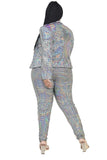 Plus Disco Metallic Sequins 2 Piece Jacket Set Naughty Smile Fashion