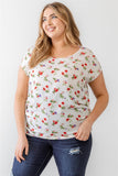 Plus Flower Print Ruched Top Naughty Smile Fashion
